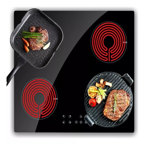 Hornos Y Parrillas, Kitchen Placa De Inducción, 4 Quemadores Parrilla De Inducción Eléctrica, con Sensor Táctil y Pantalla LED, con Bloqueo Seguridad y Temporizador 24H, 9 Niveles de...