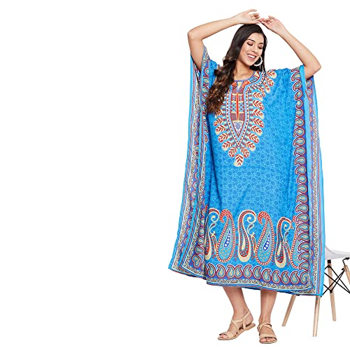 Image of Oussum Women Polyester Casual Long Plus Size Beach Caftan Cover Up Maxi Dress 1X-3X Summer Kaftan Dresses for Women
