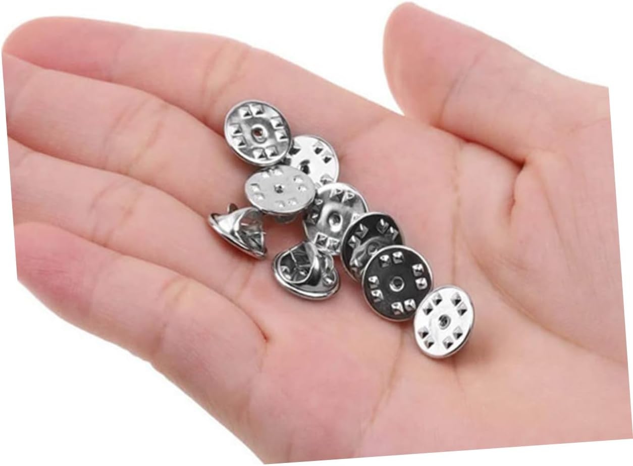 1 Box Flat Round Rubber Pin Backs for Lapel Pins Badge Backings Secure Locking Clasp with Easy-Grasp Handle for Tie Tacks Brooches Jewelry Crafting and Service Bars
