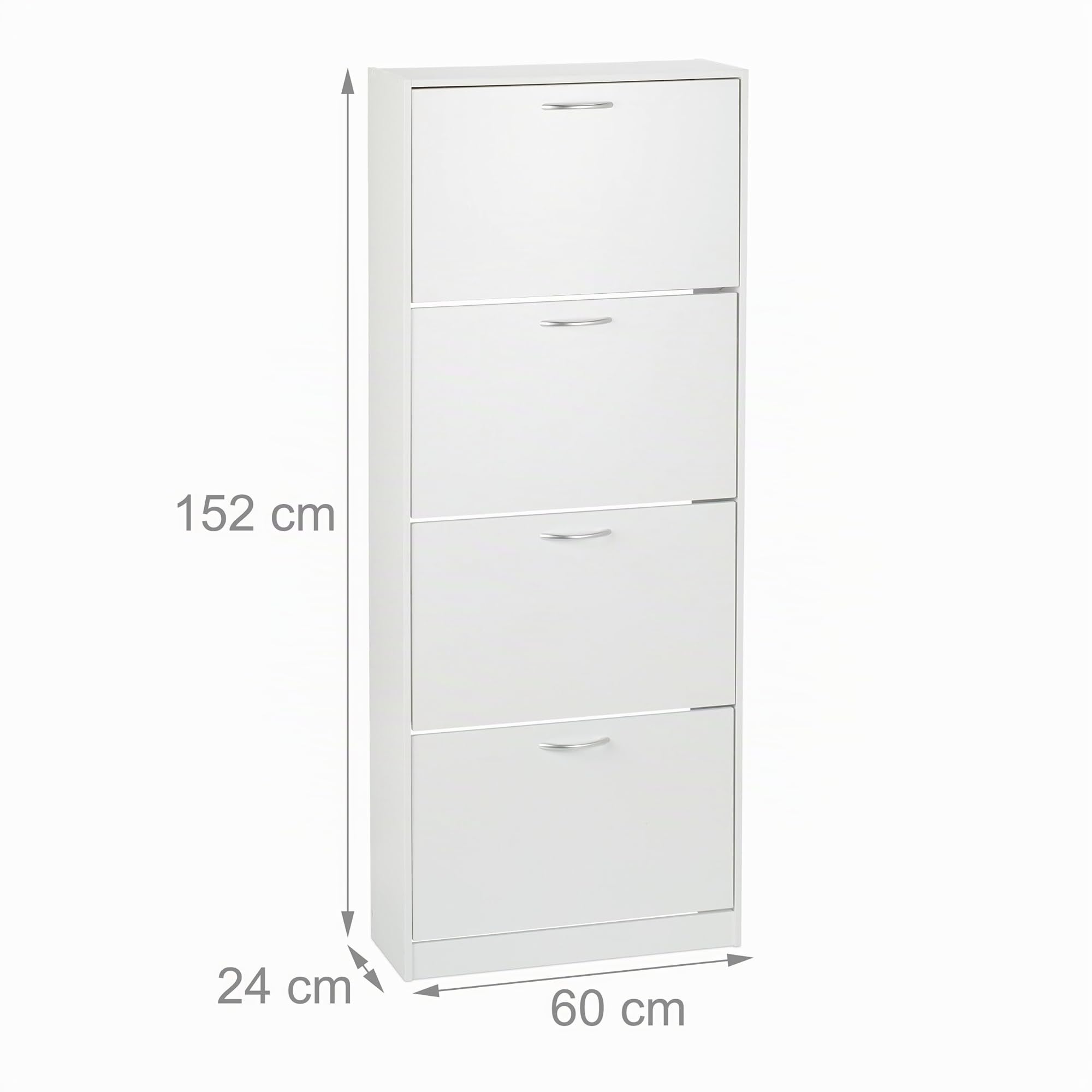 Relaxdays Zapatero, Mueble 24 Pares de Zapatos Ultrafino, 4 Compartimentos Basculantes, 152 x 60 x 24 cm, Blanco