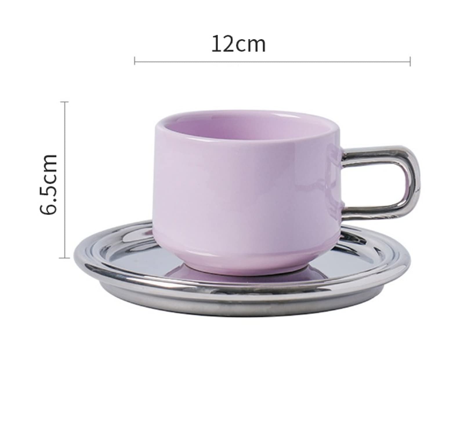 Set di tazze da tè e piattino in ceramica per caffè Set di tazze e piattini da caffè in ceramica viola, piatto per tazza di succo di latte regalo di compleanno per ufficio e casa