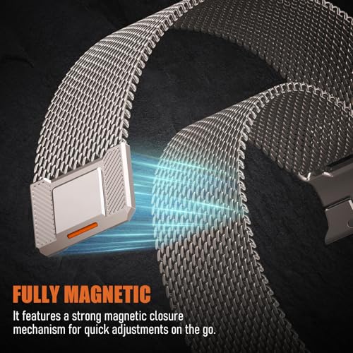 Image of Milanese Loop for Apple Watch Ultra 3 /2 Band 49mm 46mm 45mm 44mm 42mm Men,Tactical Mecha Strap Military-Grade Design,Magnetic Metal Wristband for iWatch Ultra 2 /3 Series 11 /10 /9 /8 /7 /6 /5 /4 SE