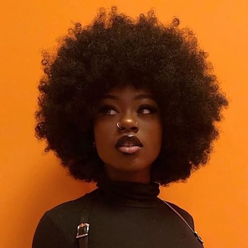 Miniatura 7 de MIMAN Pelucas afro cortas para mujeres negras, peluca de cabello humano rizado negro natural, pelucas de repuesto de cabello de los años 60 y 70