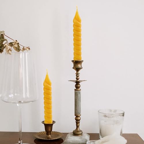 Miniatura 10 de DEYBBY Velas virales naturales de cera de abeja, sin goteo y sin humo, 10 pulgadas, juego de 2 velas altas de cera de abeja torcidas para decoración