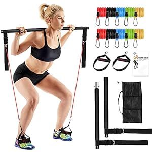 Drafitorts Pilates Bar Kit with Resistance Bands(10, 15, 20, 25, 30 LB), Adjustable 2 Section Portable Yoga Pilates…
