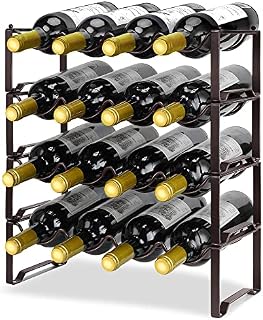Mutool 4 Tier Stackable Wine Racks Hold 8-16 Bottles Wines ,Metal Freestanding Stand Wine Organizer Holder Countertop Liquor Storage ShelfBronze (4 Tier)