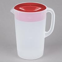 Rubbermaid Classic 1 Gallon Pitcher with 3-Position Ice Guard Lid - Clear Base, Red Lid, Dishwasher Safe