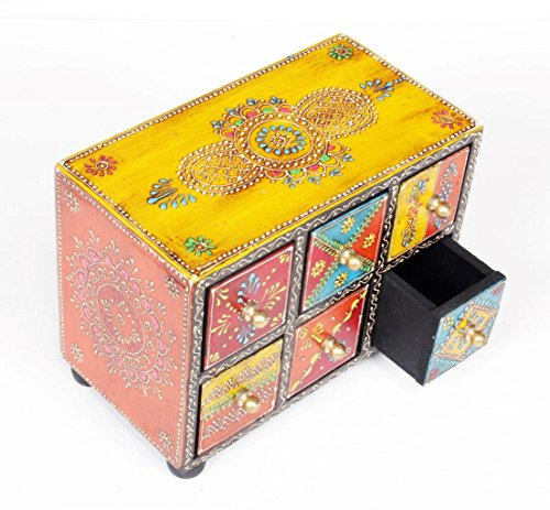 Image of Traditional Handpainted 6 Drawer Chest. 8x5x6 Inch