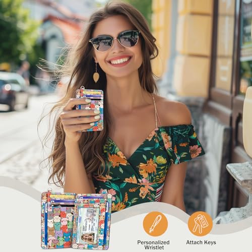 Image of Yonlevres Cat Credit Card Holder Slim RFID Wallet Women Small Travel Cute | Front Pocket, Handy, RFID Blocking, Woman Girls Ladies Gifts, D-ring for Keychain,Thin Mini Card Case, ID Window, PU Leather