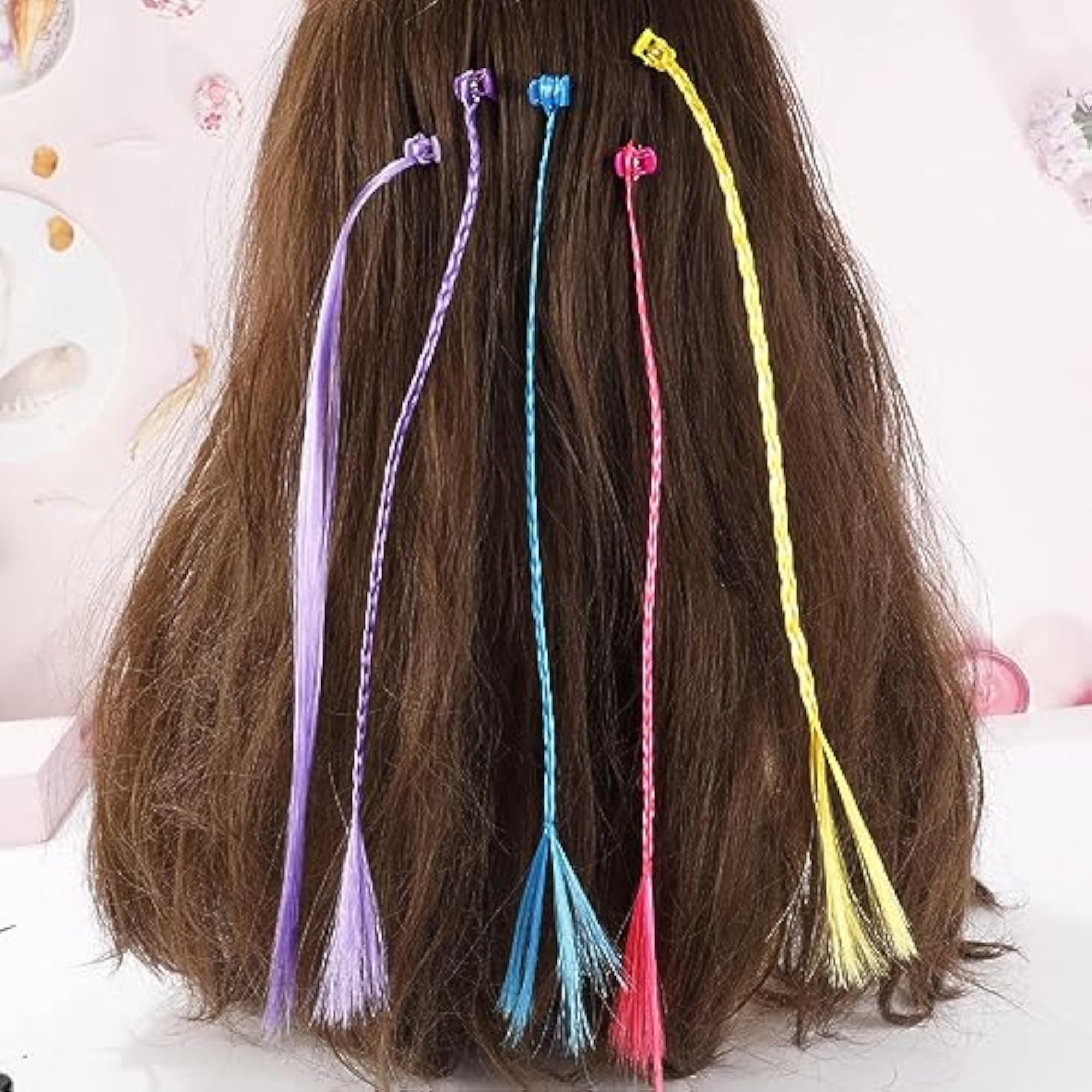 Kids Hair Extensions with Colourful Hair Clips