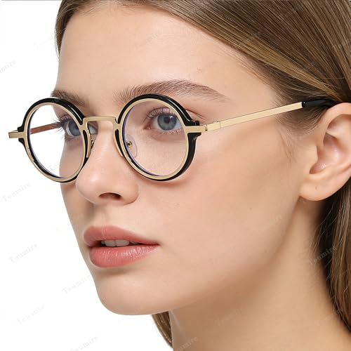 Image of Classic Round Glasses for men women Circle Blue Light Eyeglasses Hippie Style Non Prescription Eyewear