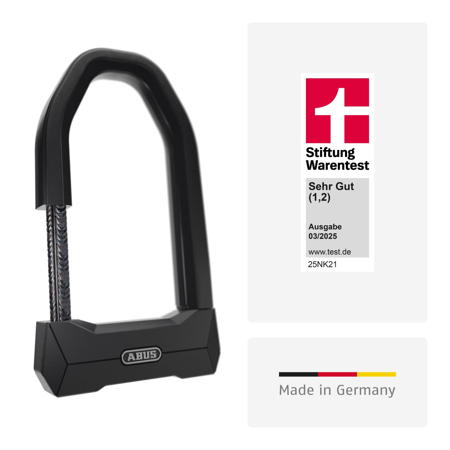 ABUS Bügelschloss Granit Super Extreme 2500/165HB230 - gegen Sägeangriffe mit Winkelschleifern spezialisiertes Fahrradschloss für Fahrrad und E-Bike - Sicherheitslevel 15