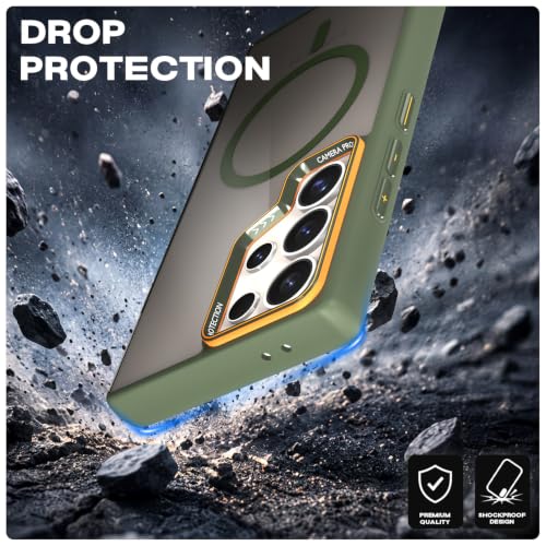 Image of Pikkme Back Cover for Samsung Galaxy S24 Ultra 5G | Shockproof | Mag-Safe Compatible | Hard Transparent Back | Premium Raised Camera Protection | Bumper Case (Green Mag-Safe)