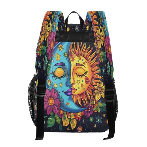 Colorful Moon Sun Flower Clear Backpack Heavy Duty See Through Transparent PVC BookBag for Kids Boy Girl School Work3