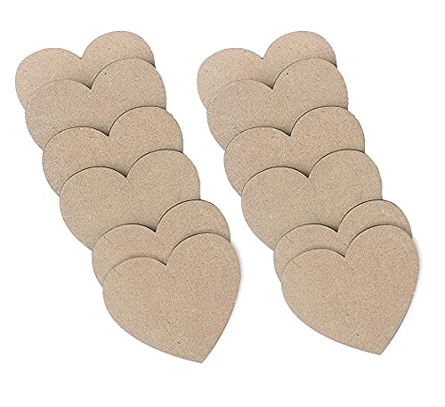 Image of Fiddlys Wooden Coaster Set of 6 | Beautiful Decorative Coaster for Tea & Coffee Cups, Mugs & Glasses | Elegant Table Decor & Gift Set | Eco-Friendly Wooden Coasters (Pack of 12 Heart)