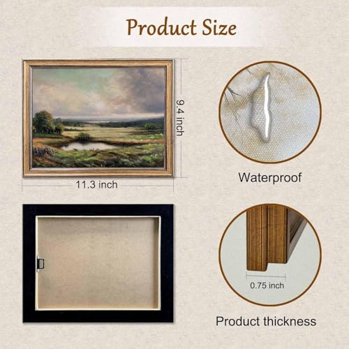Yeechine Goldgerahmte Vintage-Wandkunst, klassische französische Landschaft, Berggemälde für Wohnzimmer, Bauernhaus, Wanddekoration (Velley, 20,3 x 25,4 cm)