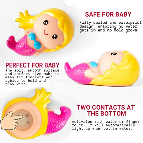 Bath Toys For Toddlers Baby 8 Pack Light Up Toys - Bathtub Toy Flashing Colourful Led Light Shower Bathtime For Kids Infants Shark, Clown Fish, Owl, Unicorn, Octopus, Dolphin, Dinosaur Mermaid #TOP2