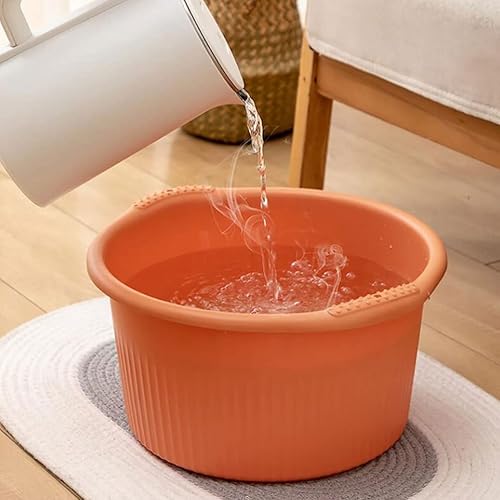 Miniatura 4 de Bañera de baño de remojo de pies bañera de hidromasaje de pies para pedicura, cubo de remojo de pies con cuentas para hombre en casa, naranja