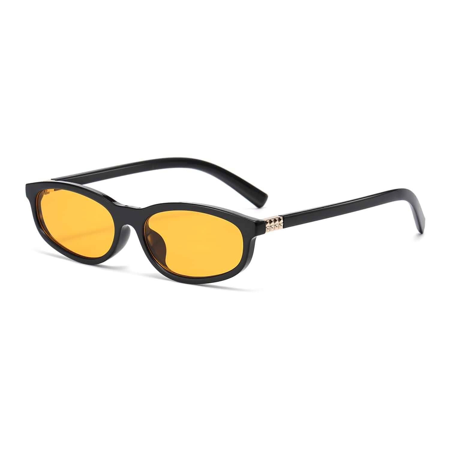 HJSTES Retro Oval Sunglasses for Women Trendy Cat Eye Sunnies Vintage Narrow 90s Y2k Designer Sun Glasses Adult