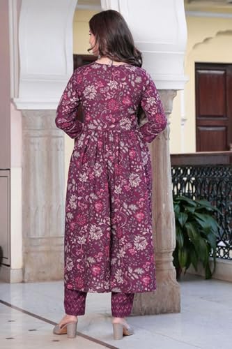 Image of Rajnandini Women Pure Cotton Jaipuri Printed Kurta And Pant With Dupatta Set (JOPLJPR867-P P)