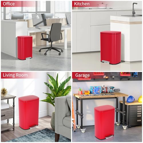 Caneca de Basura Rectangular 13 Galones Acero Inoxidable Roja miniatura 6