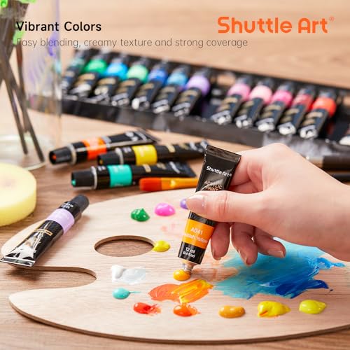 Shuttle Art AP-30 Acrylic Paint Set, 30 X12Ml Tubes Artist Quality Non Toxic Rich Pigments Colors Great thumb #3