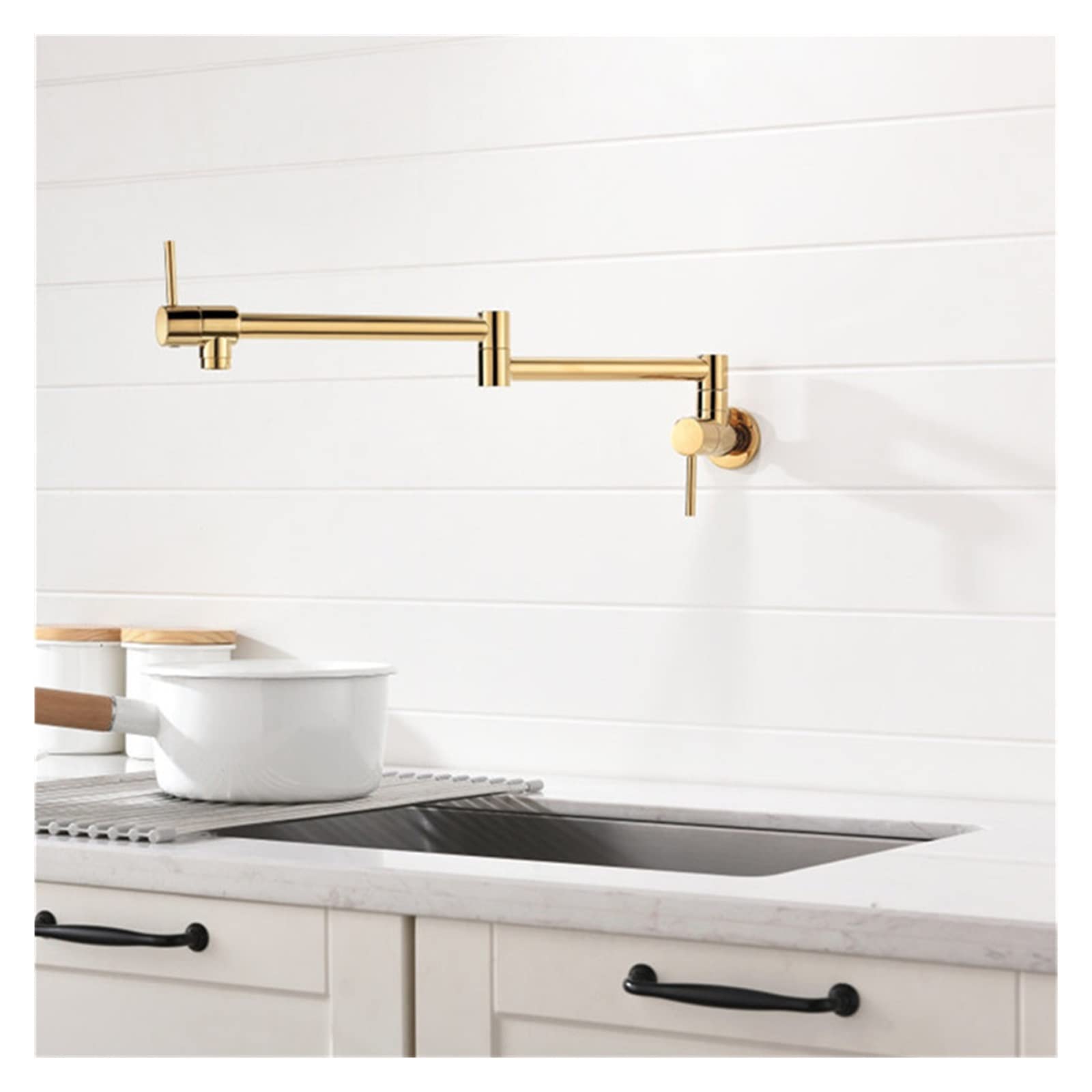 Fregadero de la cocina grifo pared latón del fregadero fría rotación plegable plegamiento dorado/cromado,Durabilidad(Chrome)