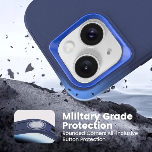 Compatible with iPhone 15 for Men, Dual Layer Shockproof Full Body Cover Military Grade Drop Protection Heavy Duty Phone Case for Apple Phone 15/14/13 6.1 inch (Navy/Blue) by Ballaber - Image 4