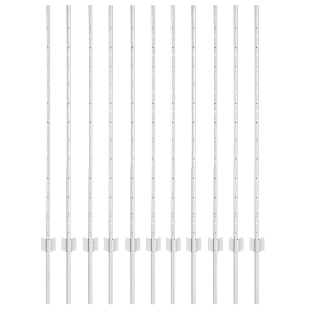 Set di 11 pali per recinzioni, in acciaio, 120 cm, robusti pali in metallo per recinzioni da giardino, resistenti alle intemperie e facili da montare, forma cilindrica
