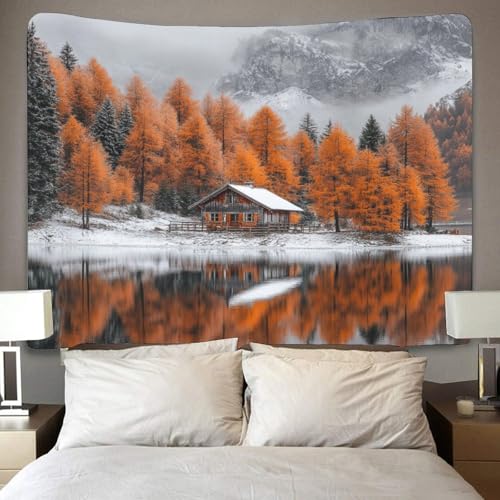 Tenture murale kaiyun bord de lac decoration interieure drap de lit pour esthetique chambre - 4