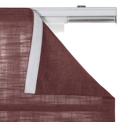 Image of TWOPAGES Liz No Drill Cordless Roman Shades Linen Textured Roman Blinds for Windows, Custom Made Room Darkening Blackout Roman Window Shades, Hardware Included, Cinnabar, 1 Piece