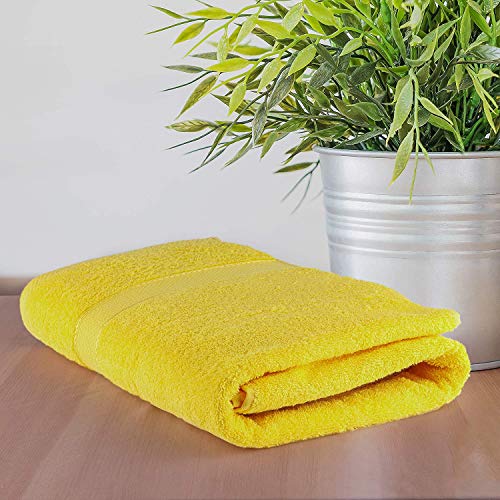 Image of Global Home 100% Cotton Bath Towel II 500 GSM II Yellow II 140 X 70 cm - 2pc Set for Gym, Kitchen, Home, Bathroom or Spa, Wash Basin, Hotel
