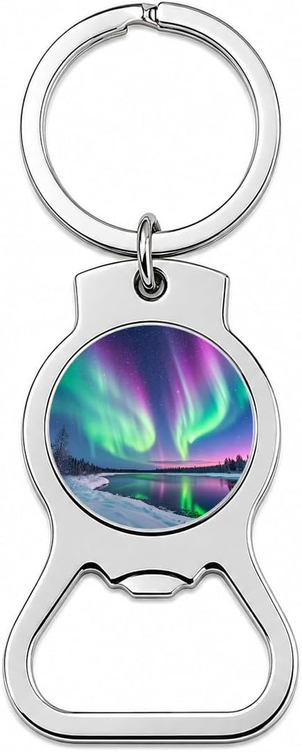 Aurora Borealis Northern Southern Lights Colorful Bottle Opener Keychain