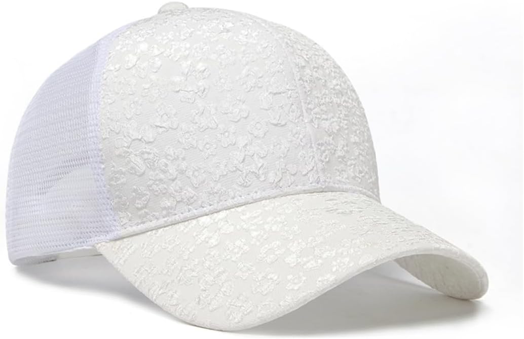 Women's Lady's Summer Flower Lace Style Mesh Back Baseball Cap Beach Sun Hat Running Cap - Image 2