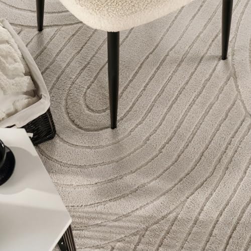 TT Home Wohnzimmer Teppich Schlafzimmer Hochflor Skandinavisches Design Unifarben Geometrisch Boho Style Modern Waschbar, Beige 1… – Ansicht 2
