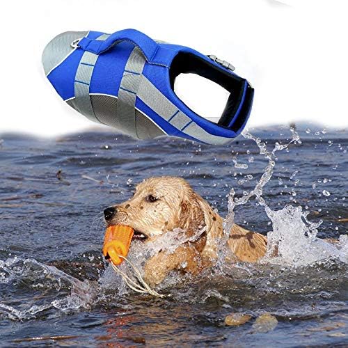 Reflective Dog LifeJacket, Super Buoyancy EVA Lining £¬Adjustable Dog Safety Vest (Large, Blue)
