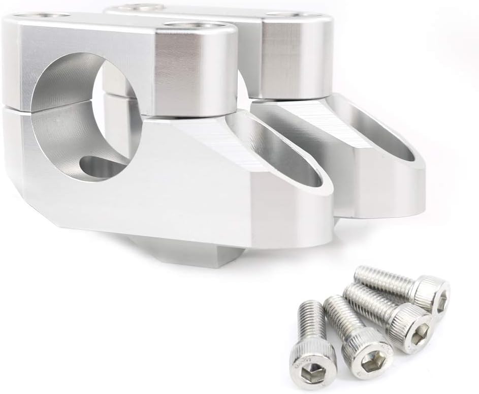 Xitomer 1 1/8" 28mm Motorcycle ATV Dirt Bike Motocross Offset Handlebar Risers With Clamps, Fit (Silver)