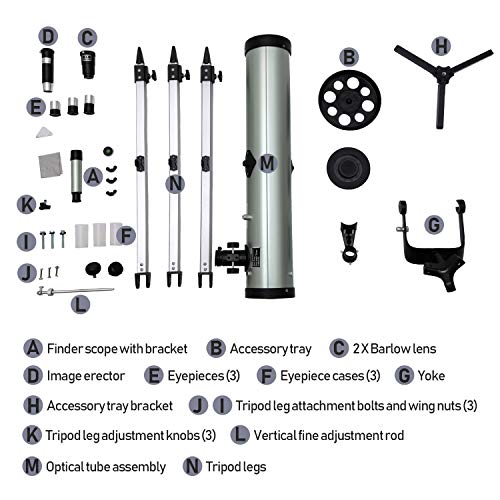 ToyerBee Telescope 76mm Aperture 700MM, with 3 Eyepieces H20mm H12.5mm H4mm&Tripod&Finder Scope&Moon Mirror, 70X-350X Magnification- Reflector Telescope for Kids& Students&Adults&Astronomy Beginners - Thumbnail 5