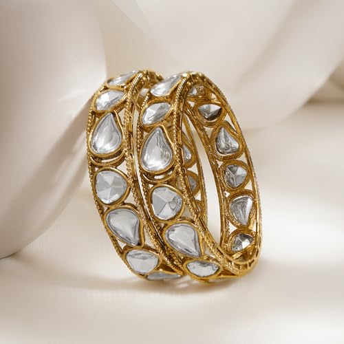 Image of Rubans Bangles Set of 2 Cubic Zirconia Ethnic Stylish Jewellery Gift for Women & Girls