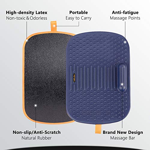 Image of FEZIBO Standing Desk Mat with Anti Fatigue Bar, Wooden Wobble Balance Board with Ergonomic Design Comfort Floor Mat