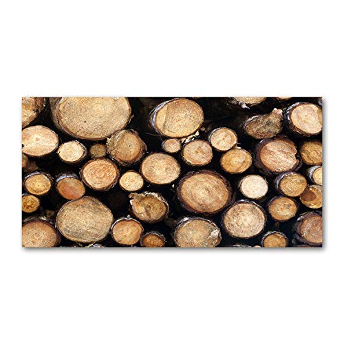 Crédence en verre motif bûches de bois pour une cuisine chaleureuse style chalet