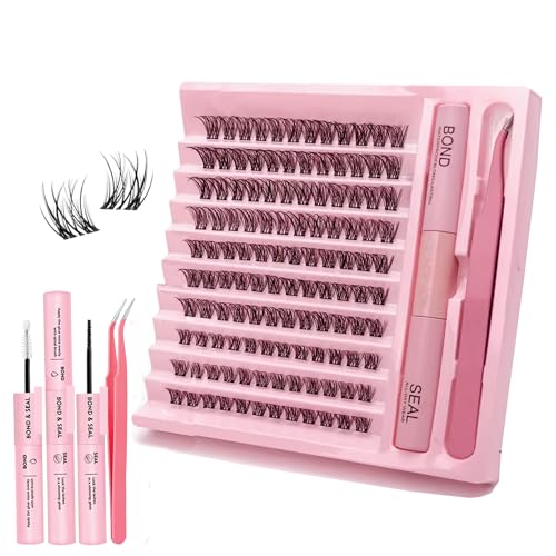 Image of Mayklen 120Pcs Cluster Eye Lashes For Women 8-14MM Size Cluster Eyelashes Extension Kit Lash Clusters With Bond & Seal and Tweezers For False Eyelashes Curly