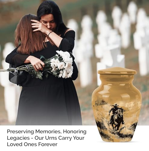 Image of Cowboy Urn - Small Urns for Human Ashes Keepsake - Cremation Urns for Human Ashes Adult Male - Cremation Urns for Burial - Urn for Ashes Adult Male - (3 inch Pack of 2)