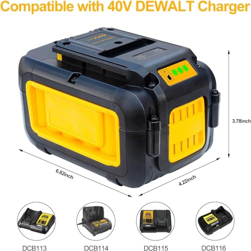 Image of DTK DCB406 Battery Replacement for Dewalt 40V Battery 5.0AH Compatible with DCB404 DCB406 DCB407 DCB114 40V MAX Tools Battery