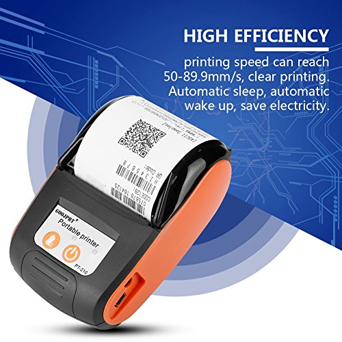 58MM Bluetooth Inalámbrico Impresora Térmica de Recibos, Mini Portátil Bill Ticket POS Impresora, Alta Velocidad,Compatibilidad con Smartphone Control para Android iOS y Windows(Naranja)