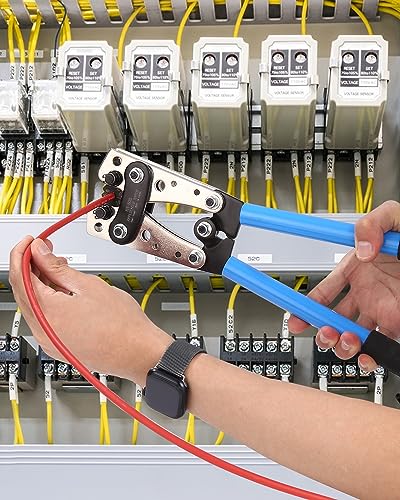 Crimpzange Kabelschuhe jutyum Presszange Crimpzange Kabelschuh Set Batteriekabelschuh Crimpzange AWG 10-0, 6/10/16/25/35/50 mm² Geeignet Kabelschuh Zange Satz für die Automobilelektronik