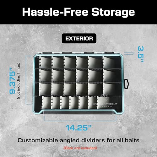 Evolution Fishing BallistiX HANGR 3.7D Tackle Tray - Waterproof, Angled Divider System, Anti-Corrosion, Single Latch, Clear Lid, Lure Box, Tackle Storage, Tackle Box Organizer