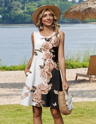 Image of Zeagoo Womens Summer Dress 2026 Sleeveless Casual A-Line Tshirt Sundresses