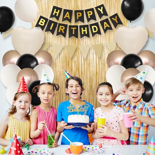 Image of Black Gold Birthday Decorations,Birthday Balloons Set