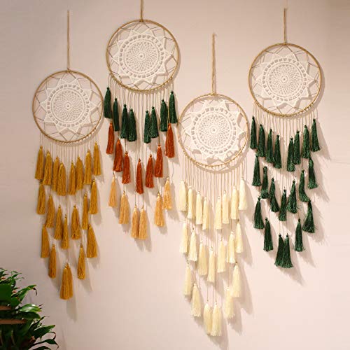 Artilady Macrame Dream Catchers For Bedroom - Tassel Wall Hanging Handmade Dreamcatchers Home Decor With Tassel Feather Ornament Craft Blessing Gift (Dark Green) #TOP6